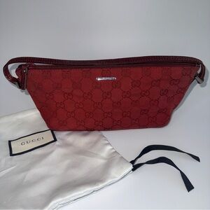 Gucci Monogram Boat Pochette in dark red